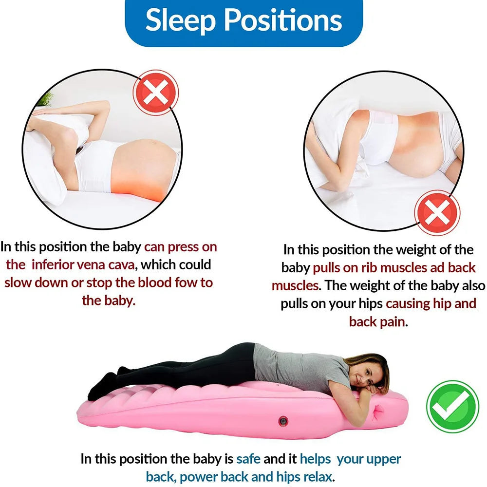 Inflatable Mattress Pregnancy Pillow O-Type Yoga Mat Maternity Body Bed Pillow Sleeping Mat Body Bed Pillow Sleep with Air Pump