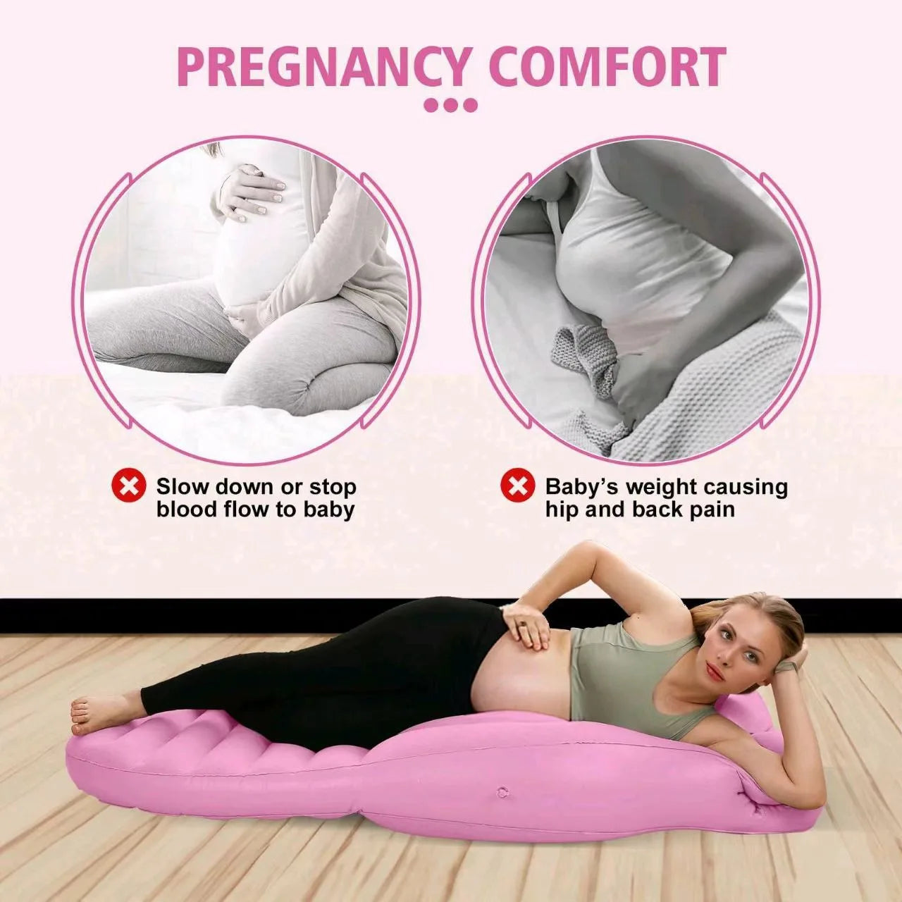 Inflatable Mattress Pregnancy Pillow O-Type Yoga Mat Maternity Body Bed Pillow Sleeping Mat Body Bed Pillow Sleep with Air Pump