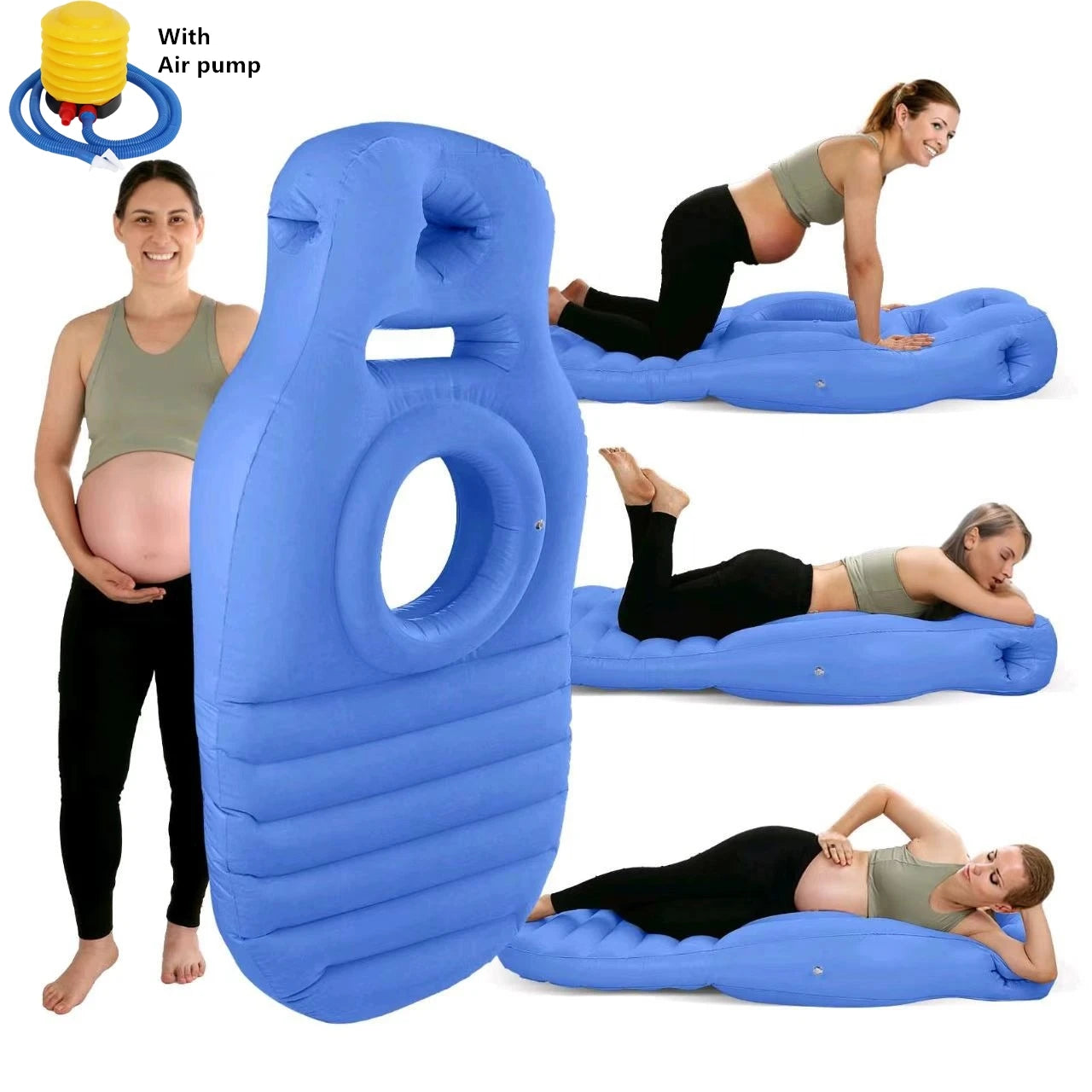 Inflatable Mattress Pregnancy Pillow O-Type Yoga Mat Maternity Body Bed Pillow Sleeping Mat Body Bed Pillow Sleep with Air Pump