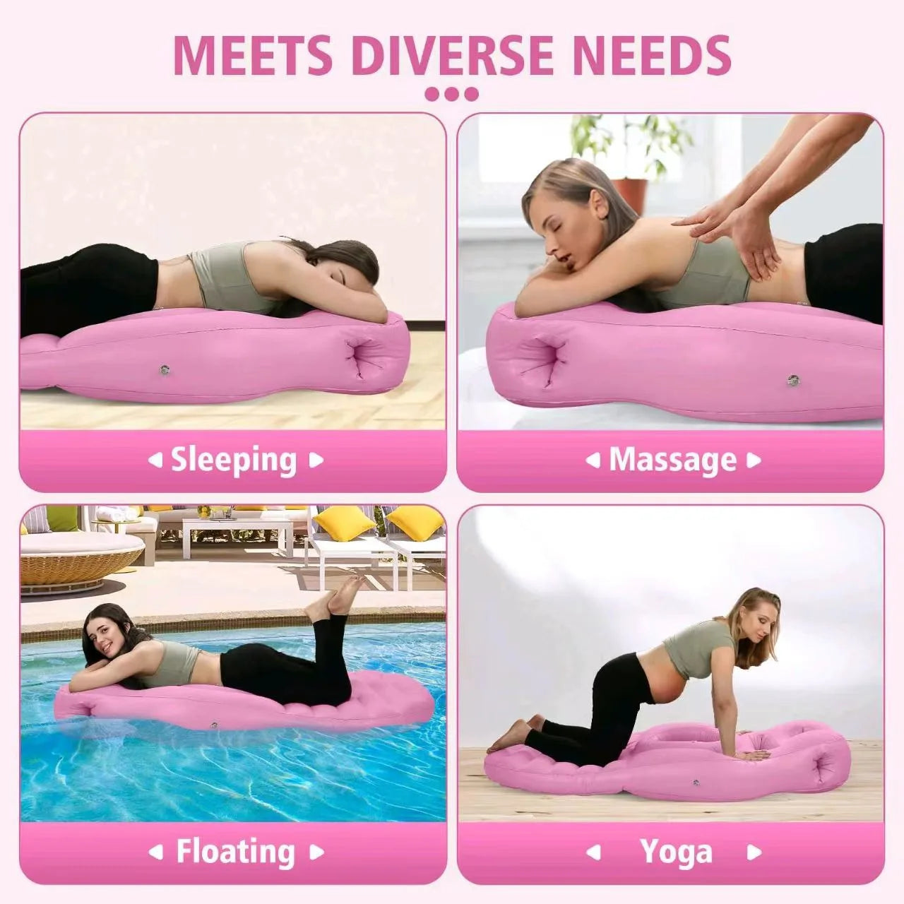 Inflatable Mattress Pregnancy Pillow O-Type Yoga Mat Maternity Body Bed Pillow Sleeping Mat Body Bed Pillow Sleep with Air Pump