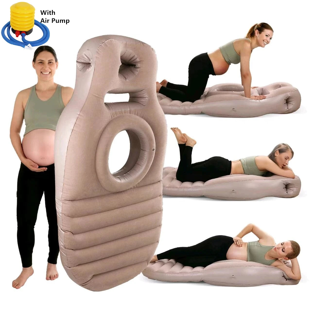 Inflatable Mattress Pregnancy Pillow O-Type Yoga Mat Maternity Body Bed Pillow Sleeping Mat Body Bed Pillow Sleep with Air Pump